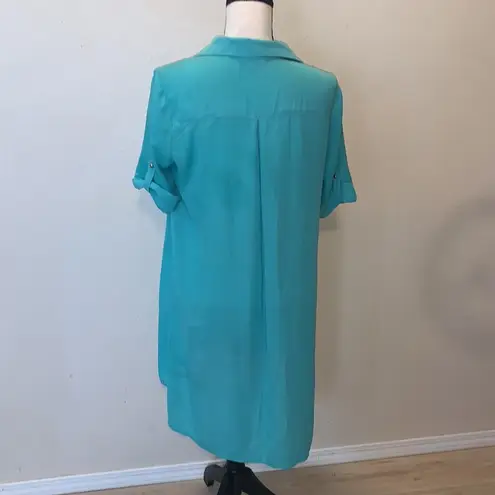 Tea N Rose blue lightweight button Down asymmetrical dress