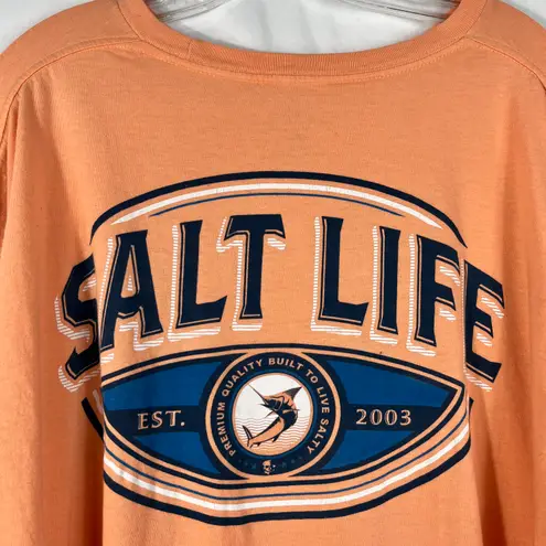 Salt Life Orange Long Sleeve Double Sided Swordfish Logo Graphic Tee XL Beach