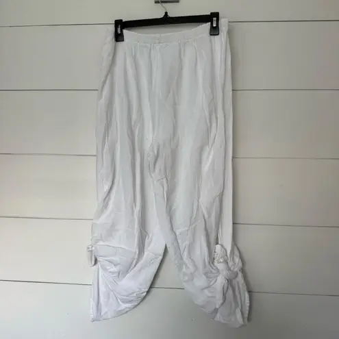 Oh My Gauze Women’s 2 White Tie Up LagenLook Minimalist Artsy Pants Art to Wear Size L