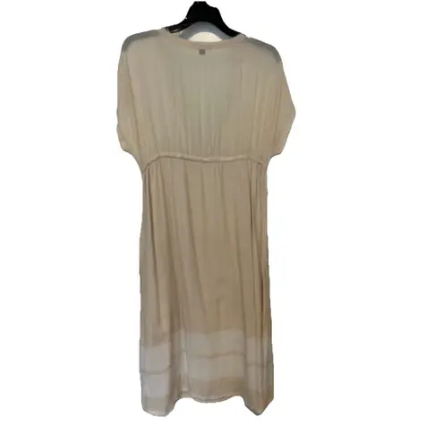 James Perse Los Angeles Women Size 2 US M Empire Dress V Neck Drawstring Tan