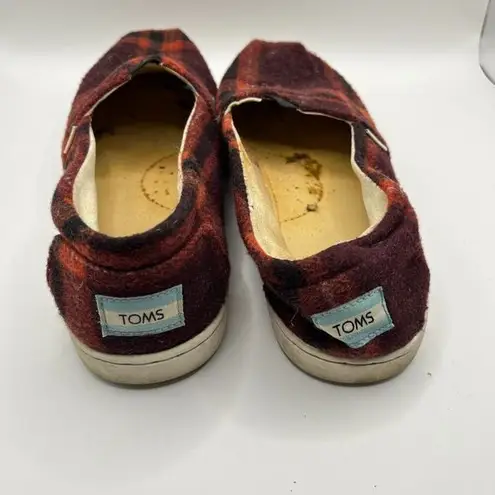Toms  Belmont Red Black‎ Plaid Slip On Flat Limited Ed Youth Size 5 Womens Sz 6.5 - Image 4