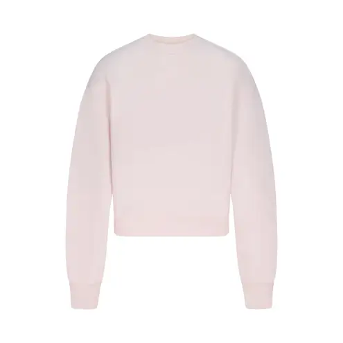 SKIMS Cotton Fleece Classic Crewneck in Barely Pink, Size X-Small