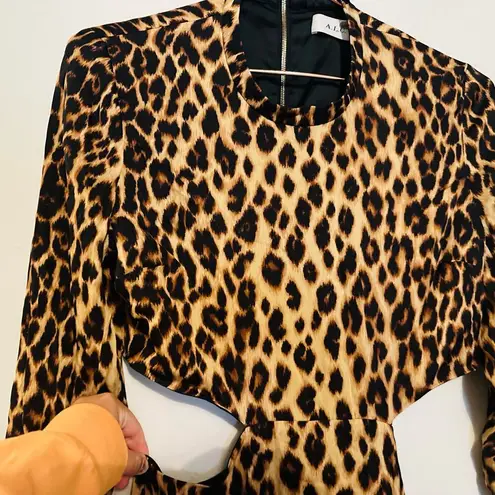 ALC Frank A.L.C. ALC Brown Tan Leopard Gabriela Gown Silk Formal Cut Out Maxi Dress Size 8