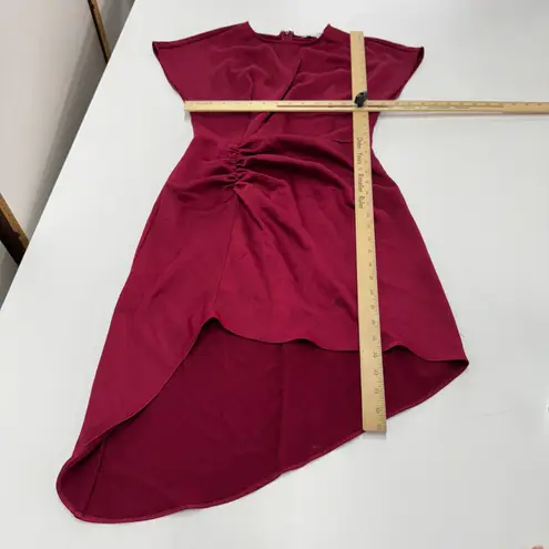 L'Academie Dress Womens Small Rumba Red The Hilaire Mini Asymmetrical Satin