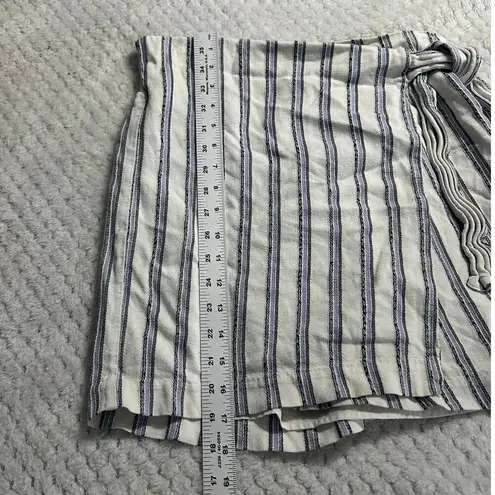 Club Monaco Mairead Skirt Women's 6 White Blue Striped Wrap Lined Mini Side Tie