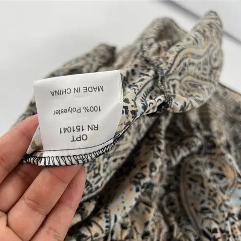 OPT Boho Paisley Print Long Sleeve Tiered Midi Dress Peasant Prairie Ruffle M Green Size M