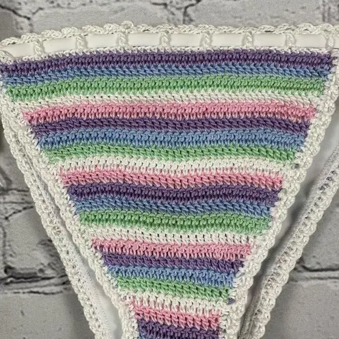 Capittana Women’s Trinidad Swim Bikini Bottoms Crocheted Rainbow Handmade S NWT