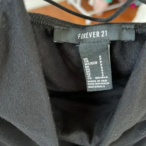 Forever 21  Black Cowl Neck Criss Cross Cami Bodysuit