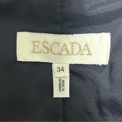 Escada Gray Wool Blend Gold Tone Zipper V Neck Mandarin Collar Blazer Jacket 34 Size undefined