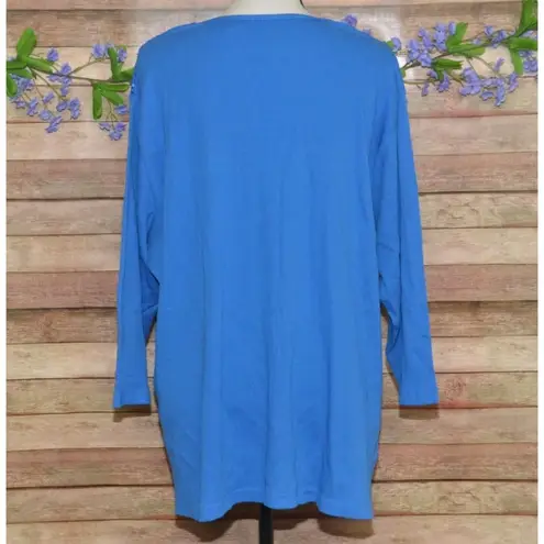 Quacker Factory Womens Light Blue Sequin Tunic Thin Knit Shirt Top Plus Size 3X - Image 5
