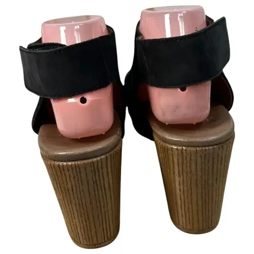 Skechers  Parallel Trapezoid Wedge Slingback 48852 Black Suede Leather Size 7