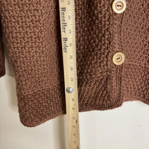 Chunky Knit Sweater Womens Medium Brown Button Front Cozy Textured Cardigan