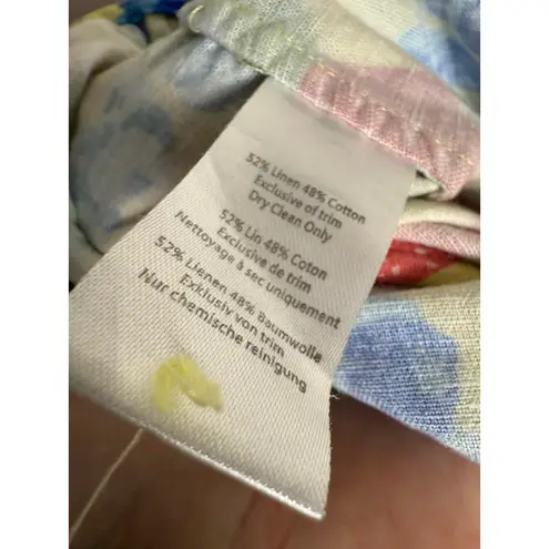 Rachel Antonoff Kitty Strawberry Fruit Print Sleeveless Collared Linen Romper 0 Yellow