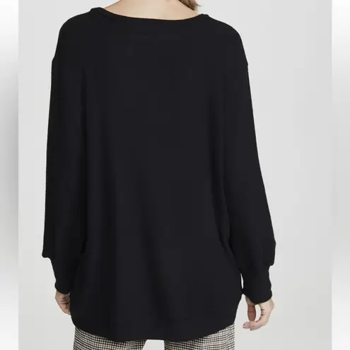 Enza Costa Oversized Slouchy Ribbed Long Sleeve Lounge Sweater Large Gray Blue