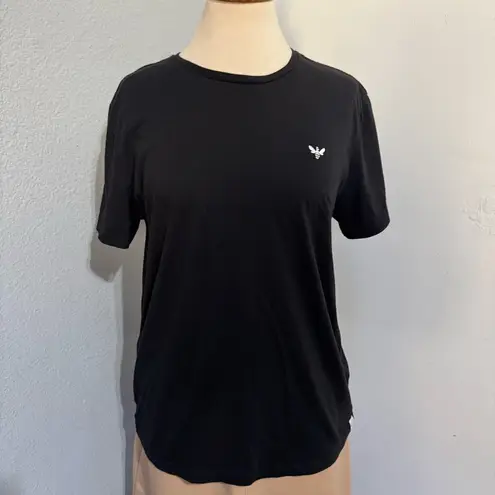 Marine layer Women Black Embroidered Bee Crew Neck Short Sleeve T-Shirt Sz M