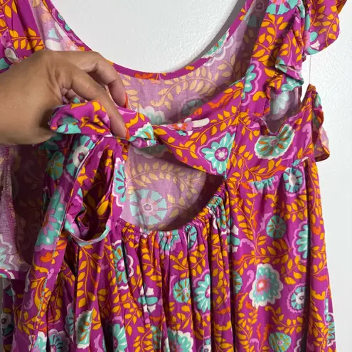 NWT Emily Wonder Pink Floral Print Tie Back Dress Sundress Multicolor Size 1X