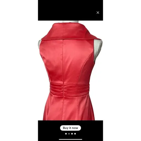 Eliza J CORAL SATIN SHEATH MIDI DRESS Size 10