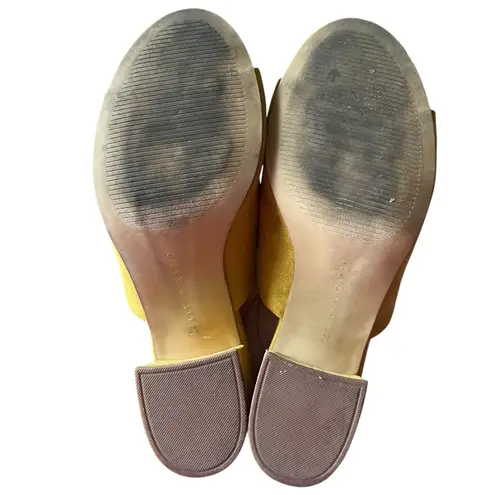 Kelly & Katie Borea 7.5 Women's Yellow Faux Suede Gold Mules Slip On 3” Heel