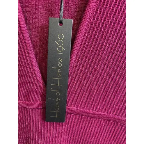 House of Harlow 1960 Dress Ribbed Knit Sweater Dress Magenta Size M