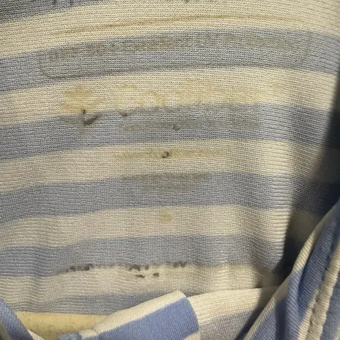 Coolibar Quarter Zip Rash Guard with Long Sleeves White And Blue Striped Small