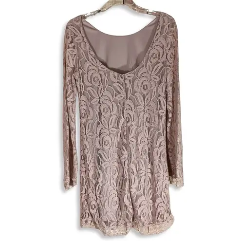 Fire Los Angeles Dress Womens M Dusty Pink Floral Lace Long Sleeve Romantic Boho