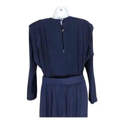 Vintage 80's Navy belted Jumpsuit batwing sleeves shoulder pads size X Small Blue