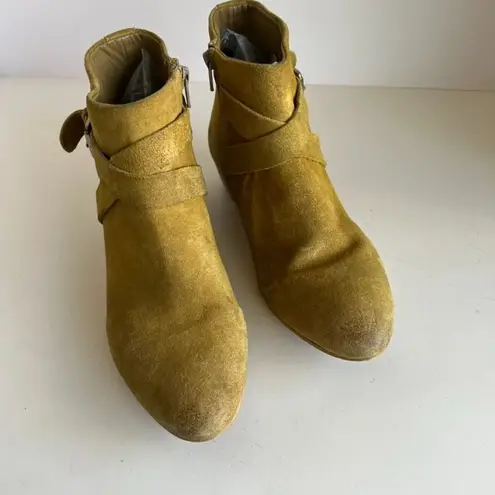 Rebels Mustard Yellow Brett Genuine Suede Zipper Ankle Heeled Boot 8