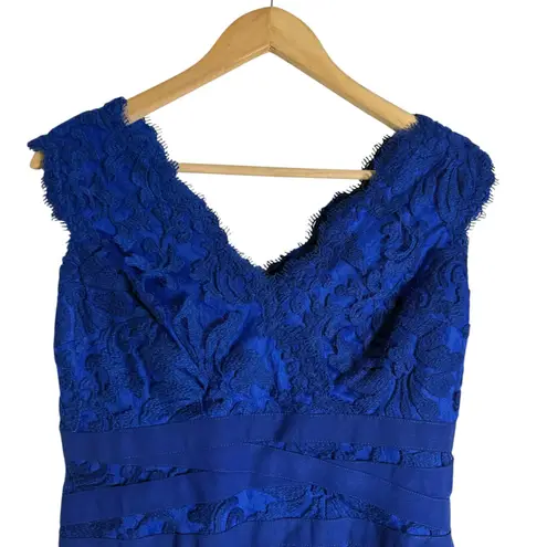 Tadashi Shoji Royal Blue Lace Sleeveless Sheath Cocktail Dress Size 8 Petite