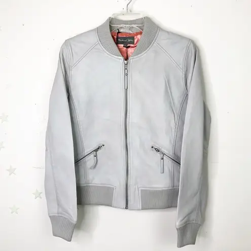 Michael Stars grey leather Moto jacket