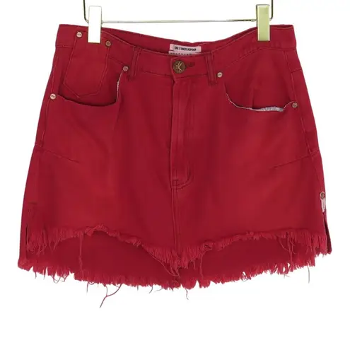 One Teaspoon Revolve  Vanguard High Waist Denim Skirt in Red Envy 28 Jean Skirt - Image 11