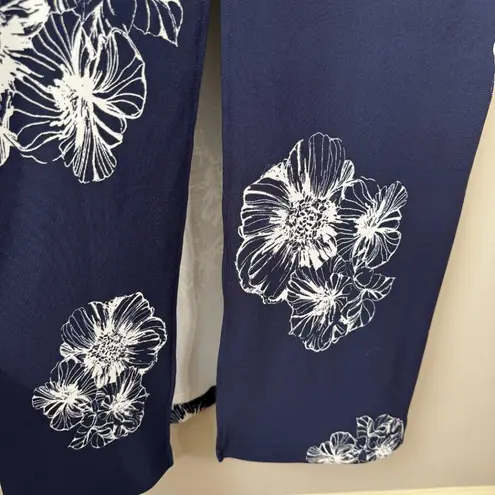 Boston Proper Floral V-Neck Maxi Dress Womens Small Blue Slit Wedding Party NWOT