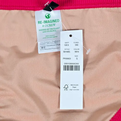 J.Crew  Ribbed-trim hipster full-coverage bikini bottom in Wild Hibiscus‎ S NWT