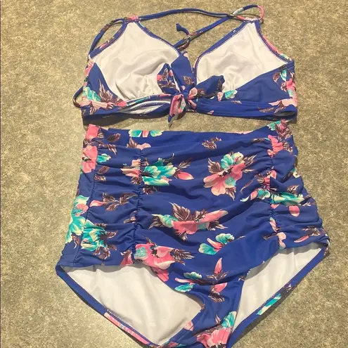 Tropical Floral Bikini Set Blue Size 12
