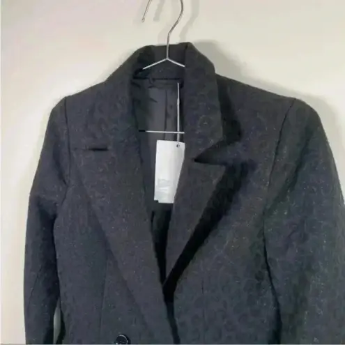 & Other Stories & Other Stories Black‎ Jacquard Leopard Print Double Breasted Tailored Blazer