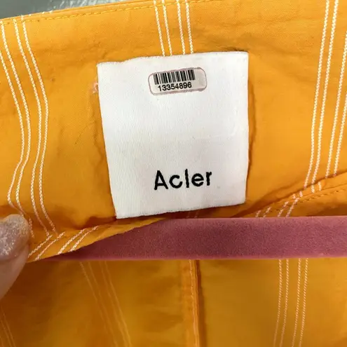 Acler Wyatt Orange Stripped Puff Sleeves Summer Wrap Cropped Blouse 10