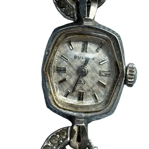 Bulova 14k White Gold & Diamonds 23 Wind Up Working Vintage Cocktail Watch