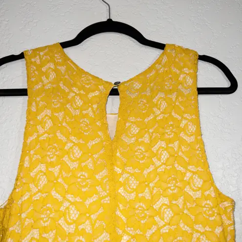 Maeve x Anthropologie Lemon Yellow Vera Lace A-Line Dress Size Medium