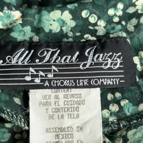 Vintage 90s All That Jazz Green Liberty Floral Midi Dress Tie Back Flowy