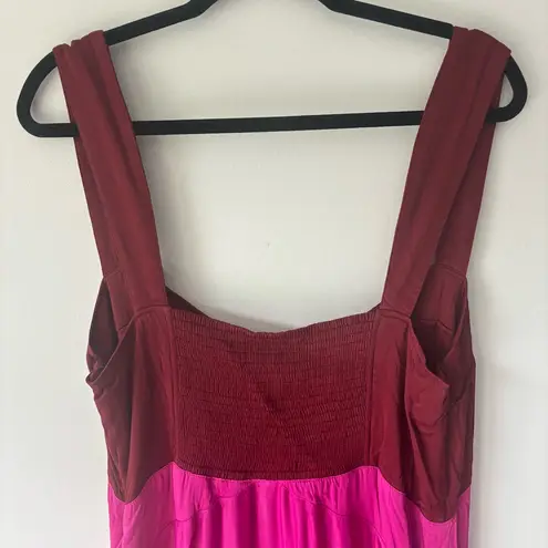 Maeve Sleeveless Seamed Slip Midi Dress Pink Satin Feminine Anthropologie