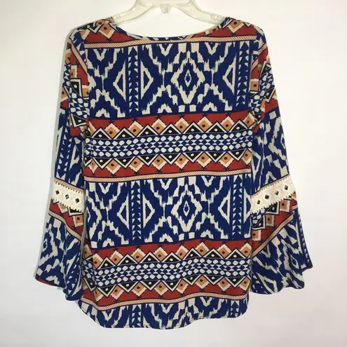 Pink Owl Womens Bell Sleeve Top Size Small