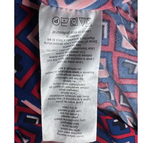 Motherhood Maternity Wrap Dress Geometric Print Short Sleeve Burgundy PinkBlue M Red Size M