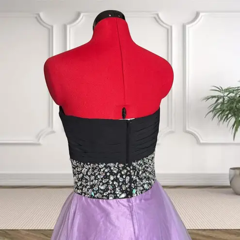 Night Moves by Allure Lilac and Black Jewel Embellished Evening Prom Gown Size 8