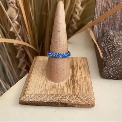 Stainless Steel Top Grade Tanzanite Crystal Ring Size 7,8,9,10