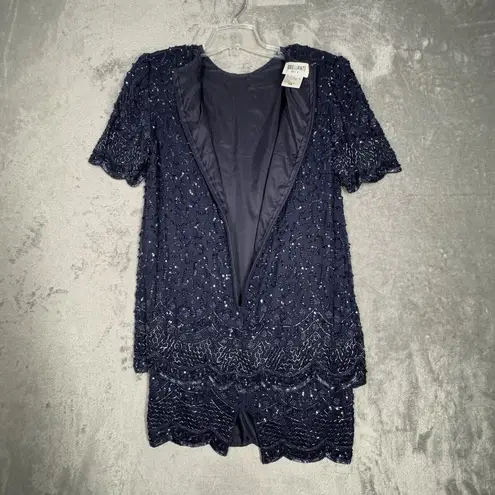 Brilliante by JA Dress Womens Medium Petite Blue Beaded Layered‎ Party Formal Size undefined