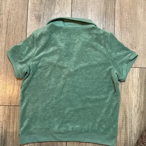 Marine layer Teal Terry Cloth Collared Short Sleeve Pullover Top S