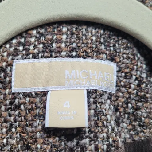 Michael Kors Michael  Brown Multi Tweed Wool Blend Crop Jacket
