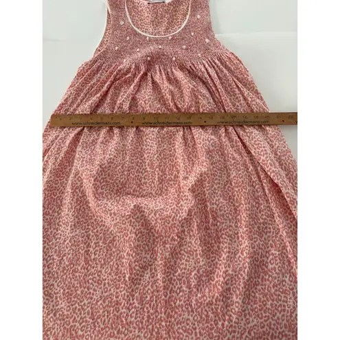 P. Jamas Pink Pima Cotton Smocked Night Gown XS Cottagecore Animal Print Trad