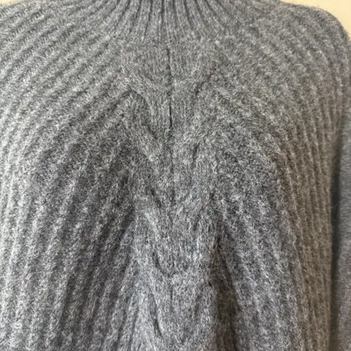 Ophelia Roe Gray Mock Neck Cable Knit Ribbed Casual Sweater Women's Size Large