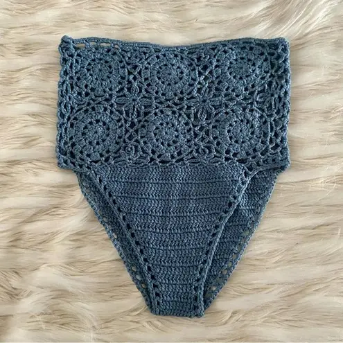 Boutique Blue Crochet Knit Rave Beachwear Boho Bikini Bottoms