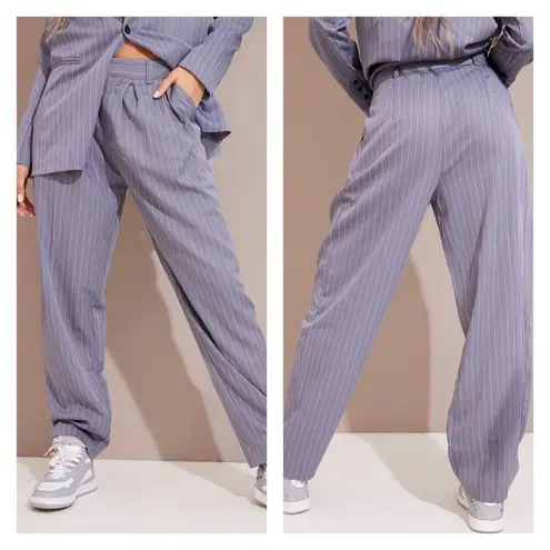 Pretty Little Thing  Charcoal Gray Pinstripe Woven High Waisted Cigarette Pants